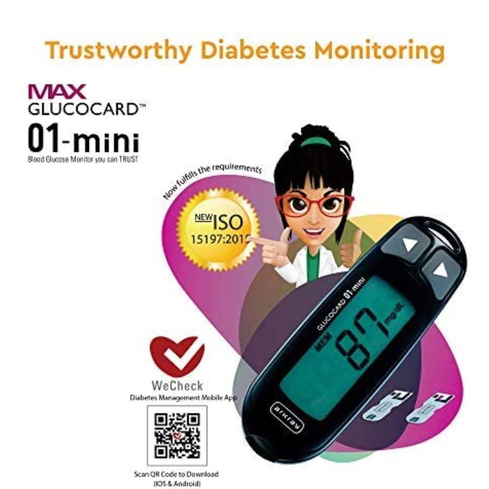 HERD Arkrai Max Glucocard 01 Mini Blood Glucose Monitoring Kit With 25 Strips | Japanese Technology | With Warranty