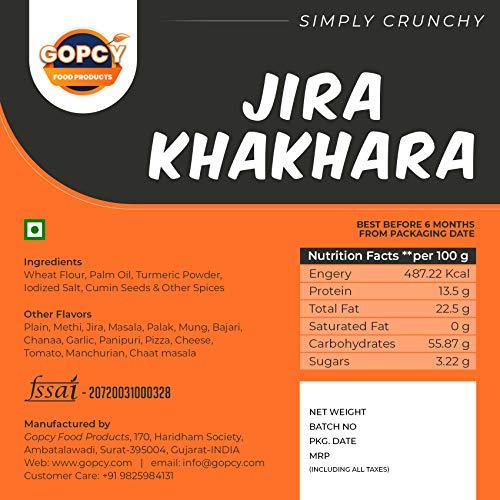 Gopcy Gopcy Khakhra Combo Packets of 4 ( JIRA, Methi, Masala, Palak) Gujarati Healthy Snacks - 800gm