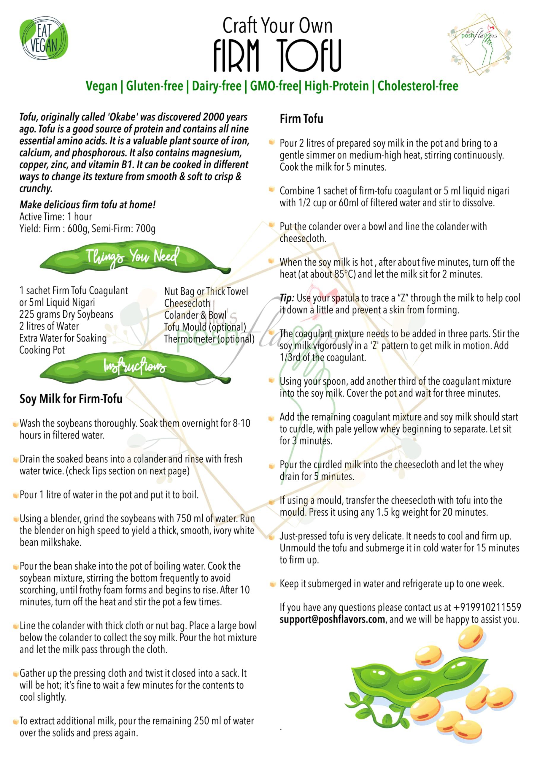 Alla's Posh Flavors Alla\'s Posh Flavors Tofu Coagulant, Nigari, Bittern, Magnesium Salt | Make 3 kg Firm-Tofu at Home | How to Make Tofu Easily at Home - Instructions Included