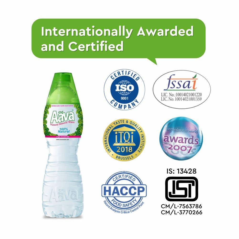 AAVA Aava Naturally Alkaline Mineral Water 1 LTR Cup-Cap | Pack of 12 (Origin Aravalli Hills , 100% Alkaline pH 8.0+ , Benefits of Calcium & Magnesium)