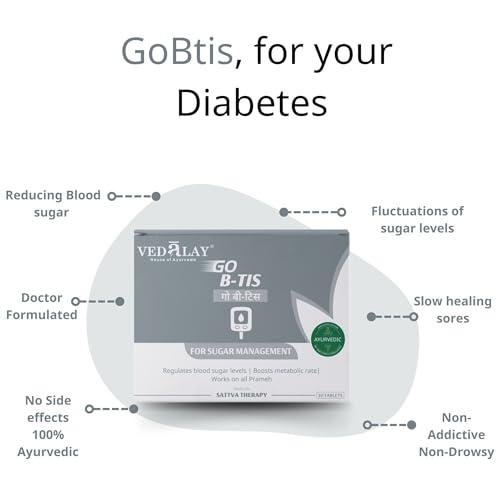 VEDALAY HOUSE OF AYURVEDA Vedalay GoBtis Ayurvedic Tablets | For Sugar Management | Diabetes Care | 1 month pack (30 tablets) | Regulated Blood Sugar Levels