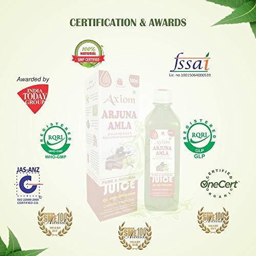 Axiom Axiom Arjuna Amla Juice 500ml | Natural Source of Calcium | Controls Blood Pressure | Control Cholesterol Level | No Added Sugar | 100% Natural WHO GMP Certified