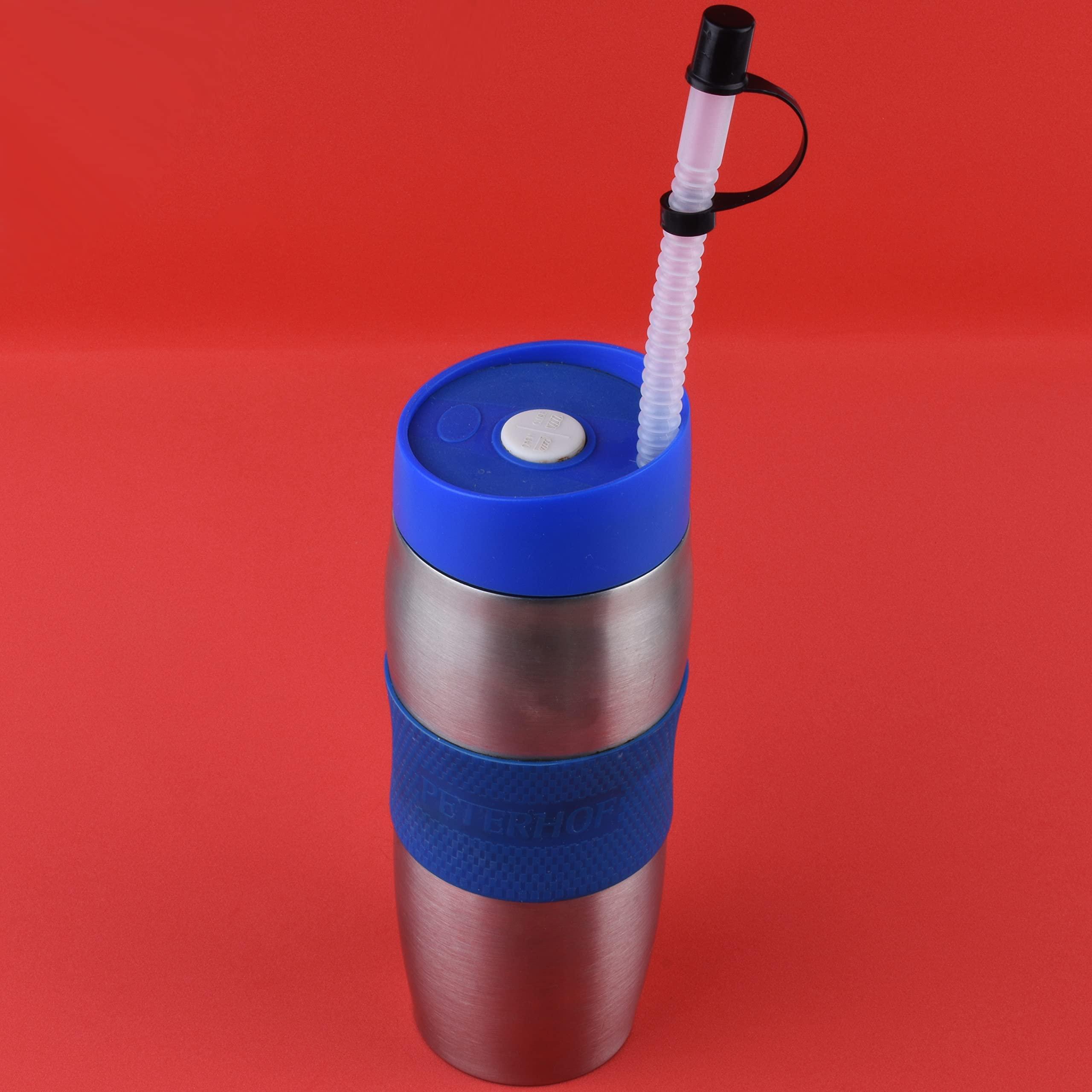 Diximus Bendable Straws with Straw Covers Cap - 11 inch Long Flexible Straws - Bendy Drinking Straws Reusable with Covers Cap Assorted Colors - 14 Pack