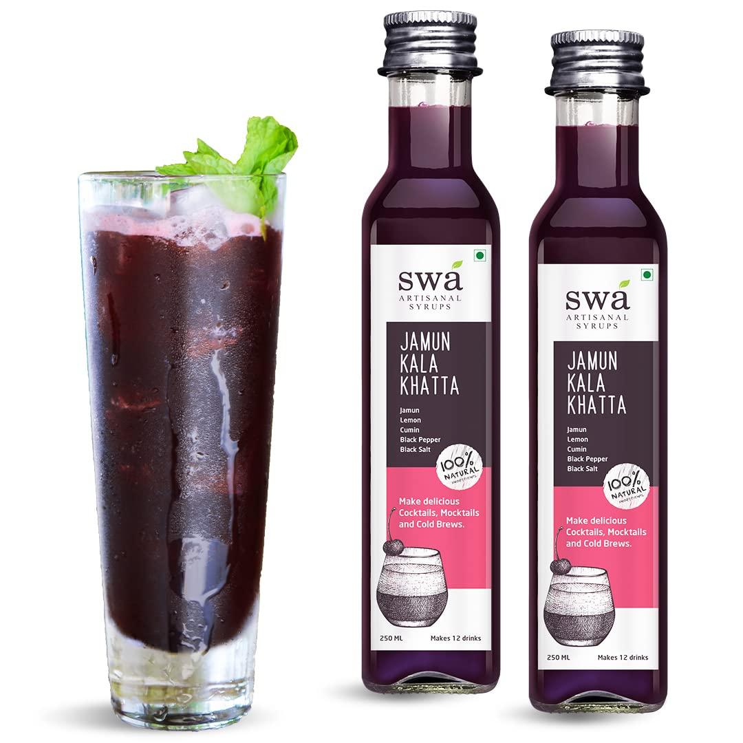 Swa Artisanal Syrups Swa Artisanal Syrups - Jamun Kala Khatta, 100% Natural, Combo Pack Of 2 Makes 24-30 Drinks, Syrup For Cocktails/Mocktails/Kid\'s Lemonades/House Parties/Ice Gola (250Ml X 2), Liquid