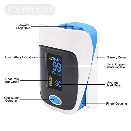Xtore Xtore Fingertip Pulse Oximeter, Digital Oxygen Saturation Monitor with Plethysmograph and Perfusion Index | Heart Rate and SpO2 Levels Meter with OLED Display for Adult