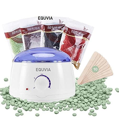 EQUVIA EQUVIA Waxing Kit Wax Warmer Hair Removal with Hard Wax Beans 100 gm. Multiple Formulas Target Different Type of Hair, Eyebrow, Facial, Armpit, Bikini, Brazilian, for Women and Men.