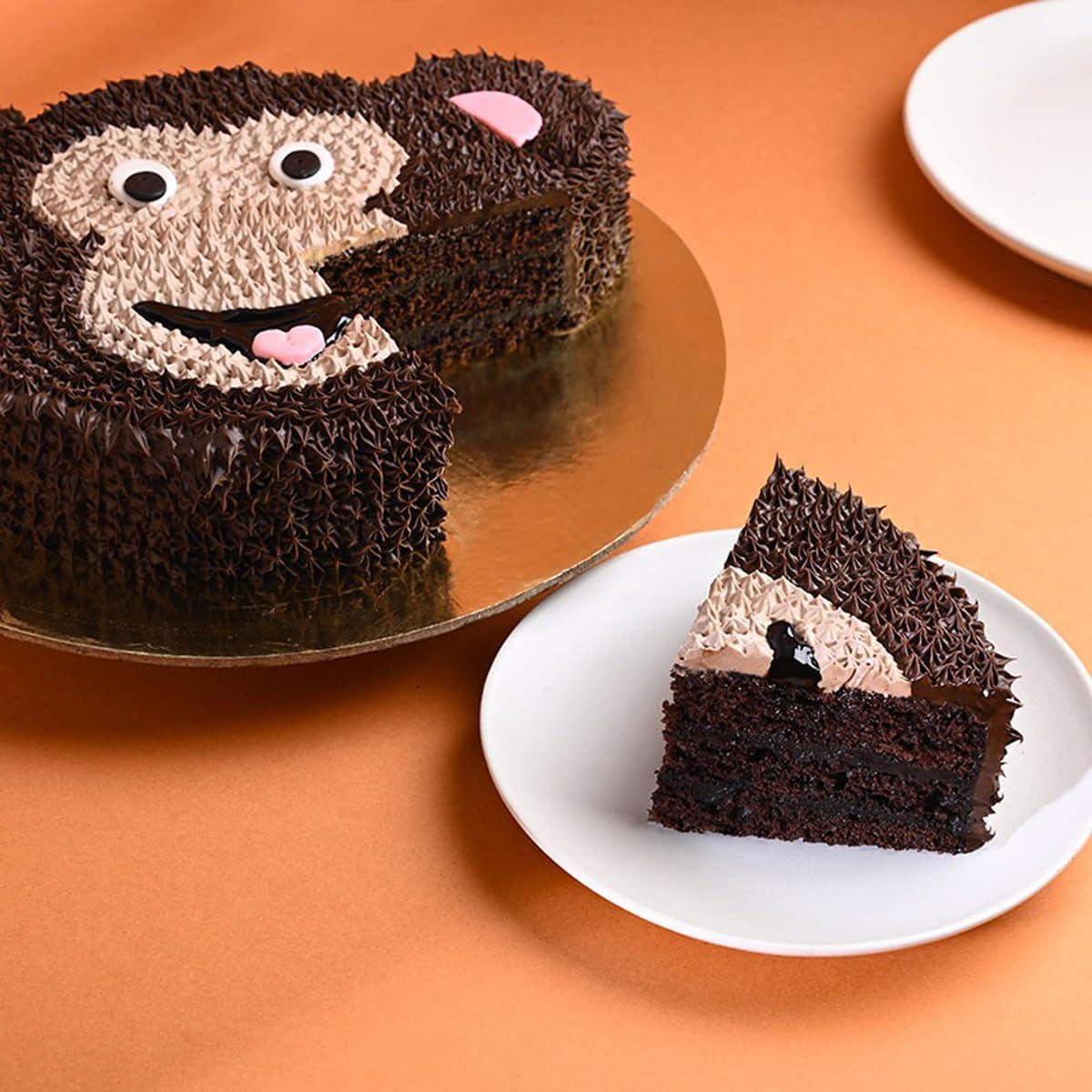 Floweraura FlowerAura Delicious Fresh Playful Monkey Theme Chocolate Kids Cake For Gifting As Birthday Cake, Cheer Up Cake, Appreciation Cake, Daughter\'s Day Cake, Children\'s Day Cake (Same Day Delivery)(2Kg)