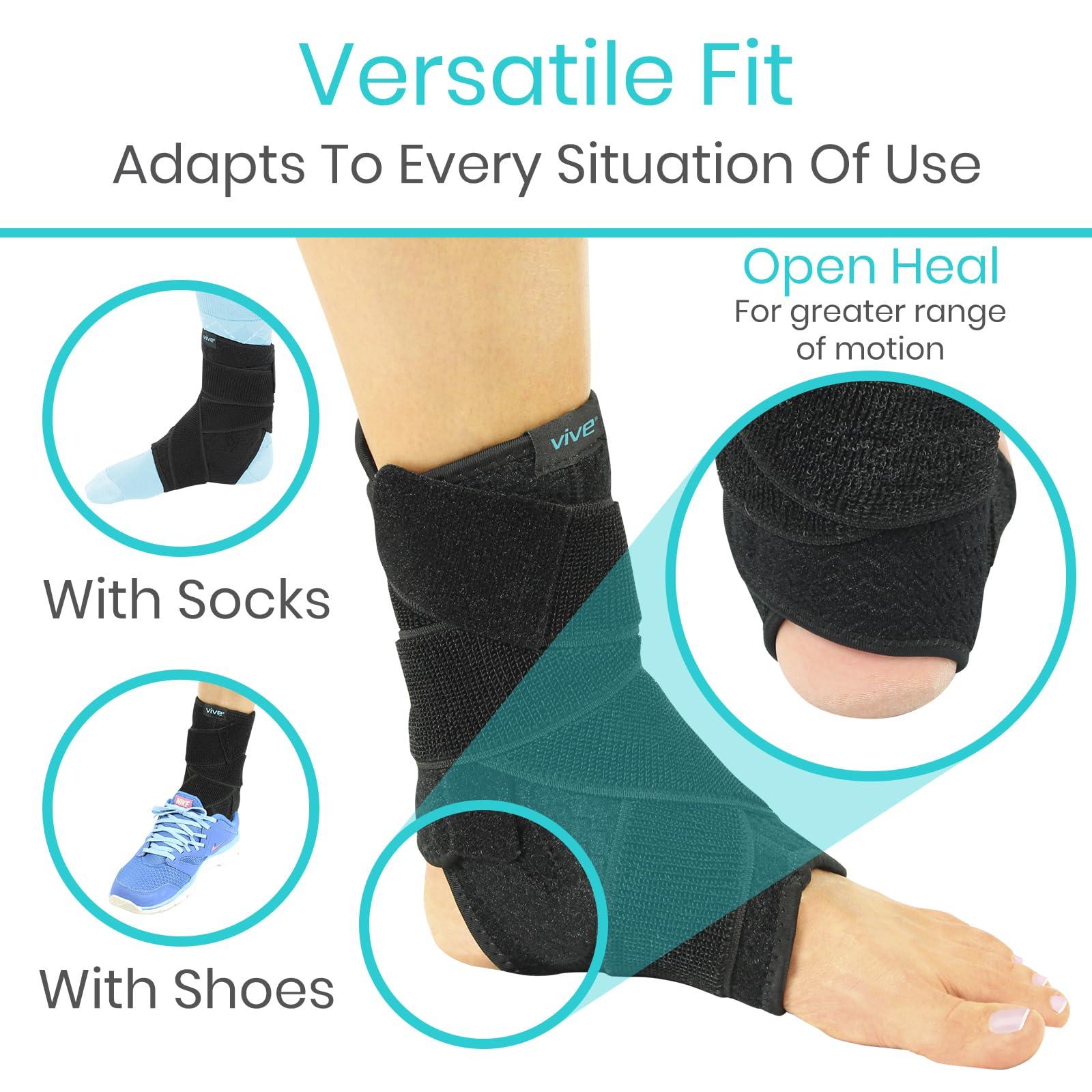 VIVE Sprained Ankle Brace by Vive - Ankle Support Secured with Extra-Strength Velcro One Size Fits Most - Best Ankle Wrap for Exercise Running Pain Relief and Injury Recovery - Vive Guarantee
