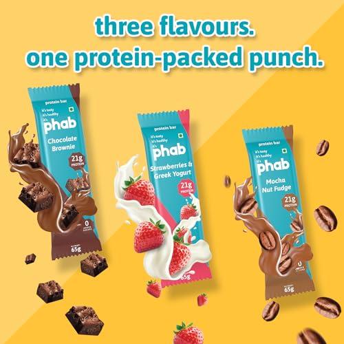 Phab Phab Chocolate Brownie 11G Protein Bars (Pack Of 6), Pea Isolate, High Fiber, No Preservatives For Energy, Fitness & Immunity With Goodness Of Dates & Cocoa Powder, 210 Gm