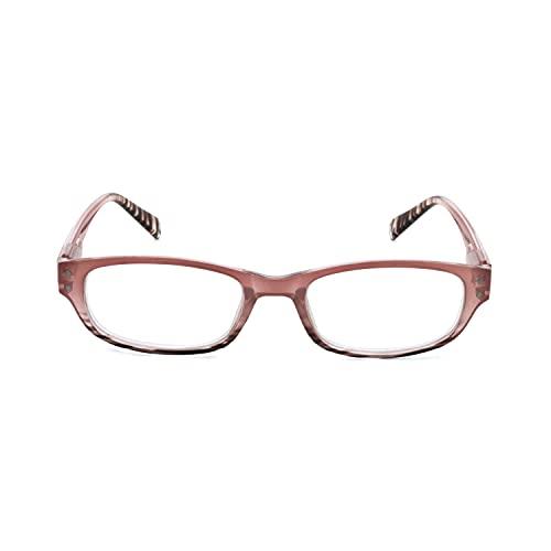 TIZIANO TIZIANO New Age Reading Glasses with Spring Hinge (Model: 175100 Light Pink +1.25 with Rectangular Eye shape)