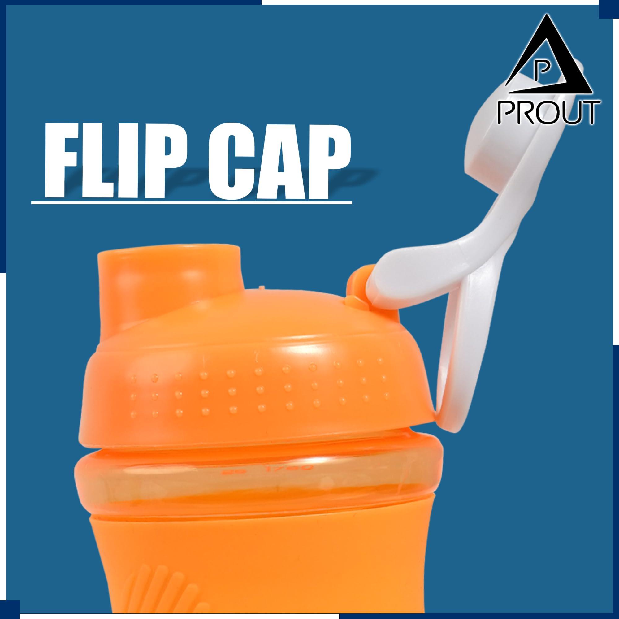 PROUT PROUT Gym Shaker | Water Bottle | Supplement Shakers | Shaker Bottle | Blender Bottle | Classic Protein Mixer Shaker Bottle with Blender Ball (Orange)