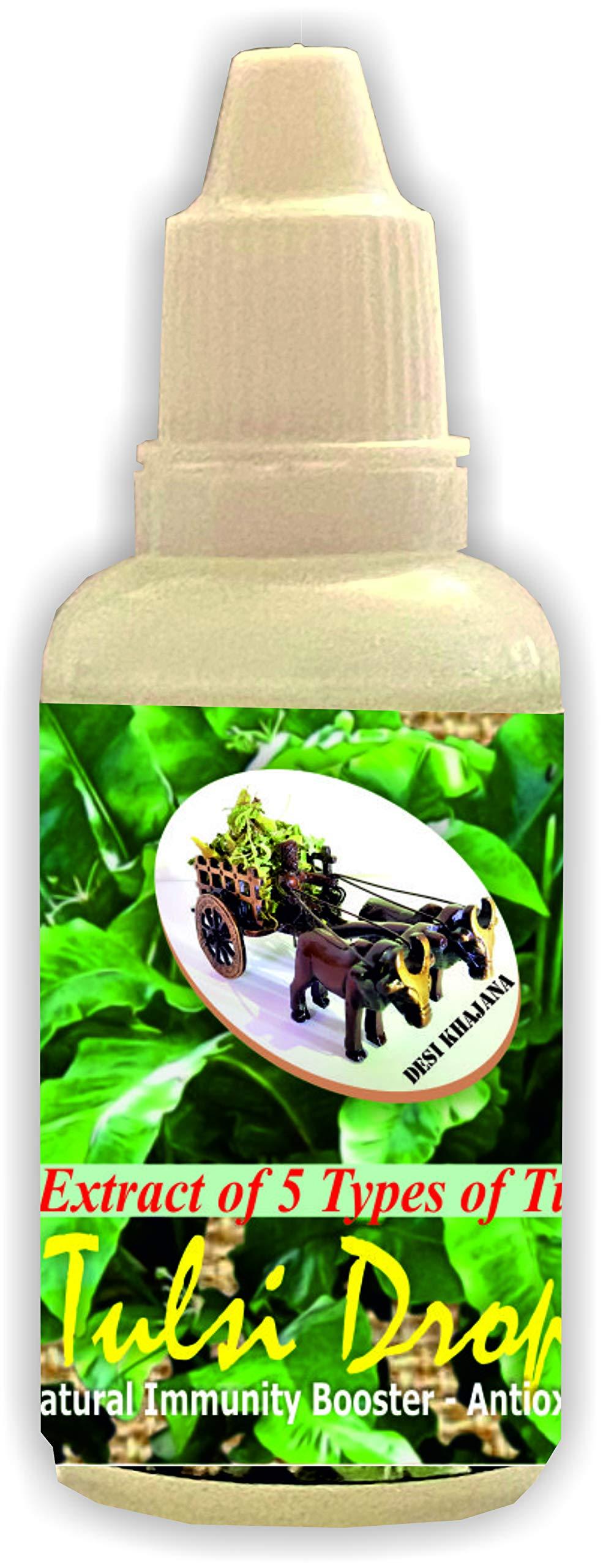 DESI KHAJANA DESI KHAJANA Tulsi Drops | Panch Tulsi (Tulasi) Arka 30ml - Concentrated Extract of Rare Tulsi for Immunity Boosting | Produce of ORGANIC Farms of India