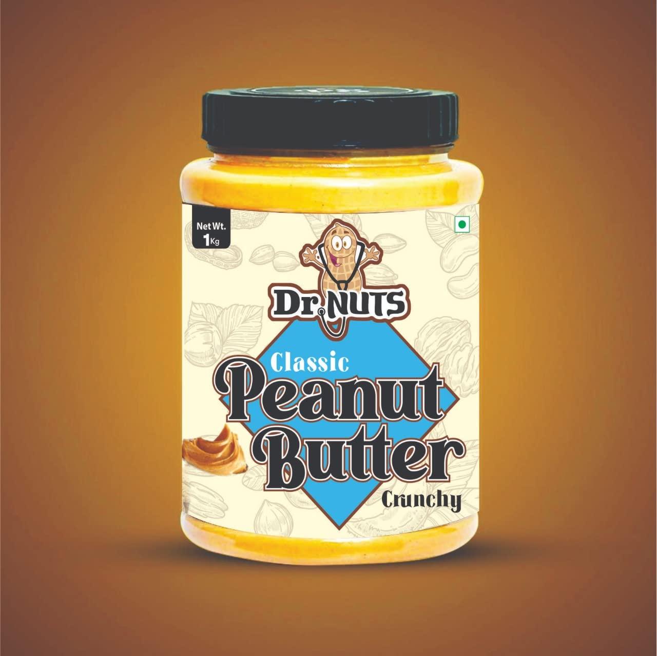Dr NUTS Dr NUTS Peanut Butter Classic , Crunchy 1 KG (No Oil Separation^, Vegan, High Protein, No Stir)