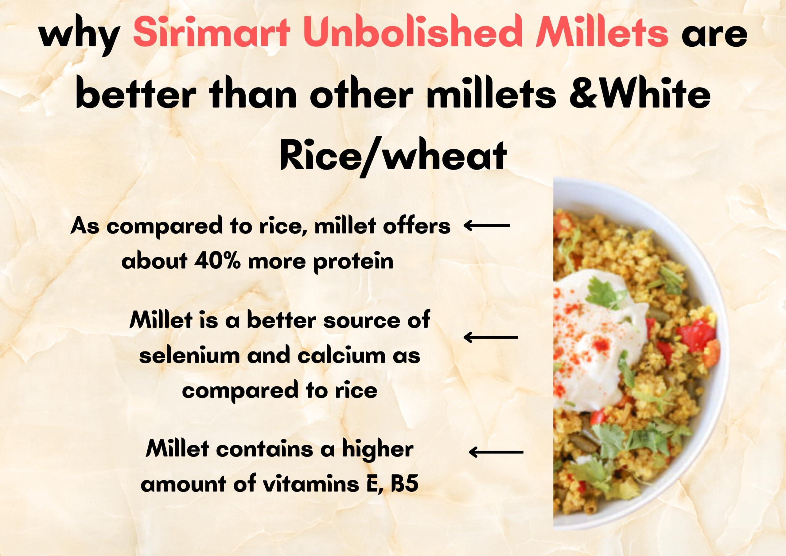 SiriMart SiriMart 500g Unpolished Combo Pack of 5, Proso, Foxtail, Kodo, Barnyard, and Little Millet [2.5kg Total], Natural Farm Produce, High Fibre Millets