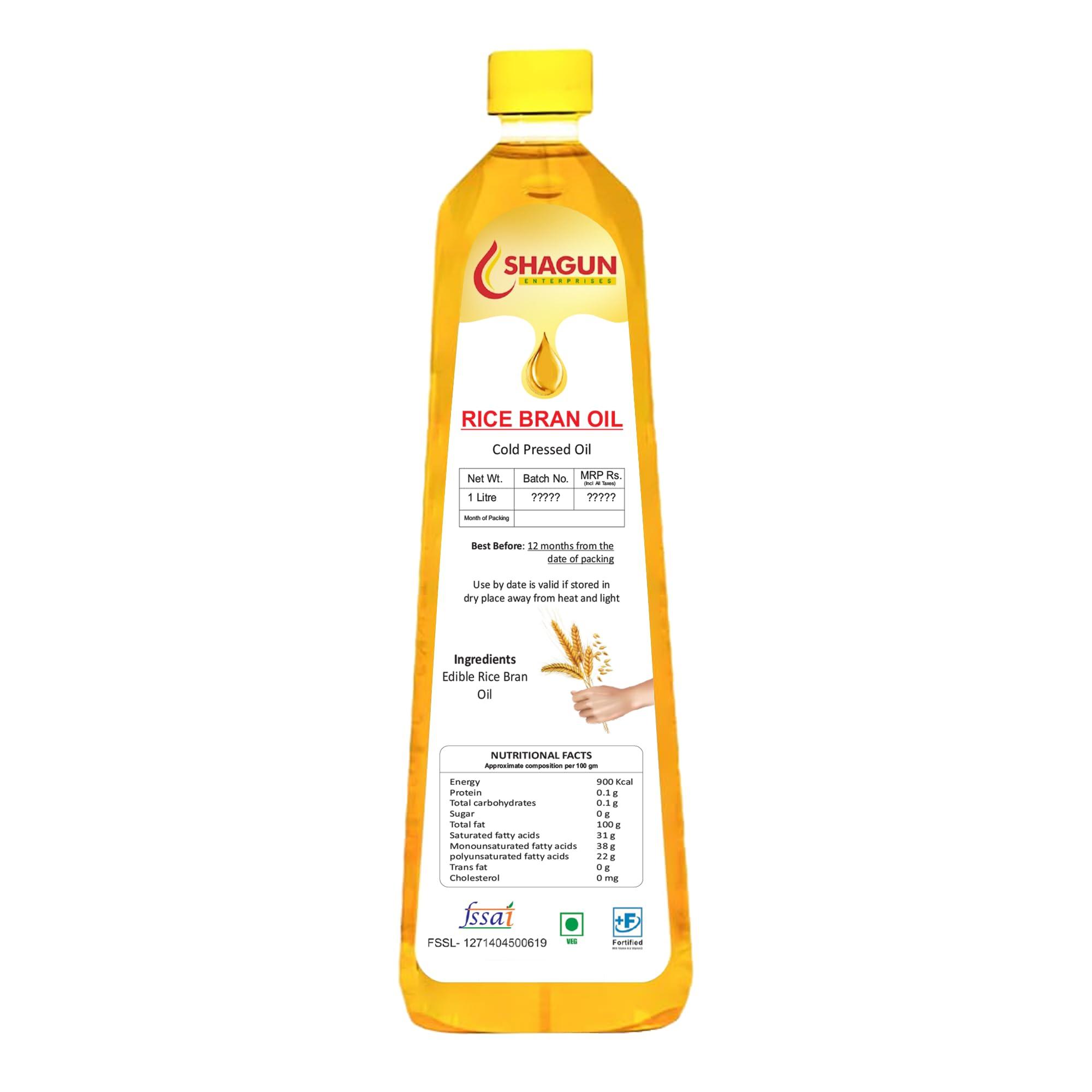 SHAGUN Shagun Rice Bran Oil 1 Litre | Rice Bran Cooking Oil 1 Litre