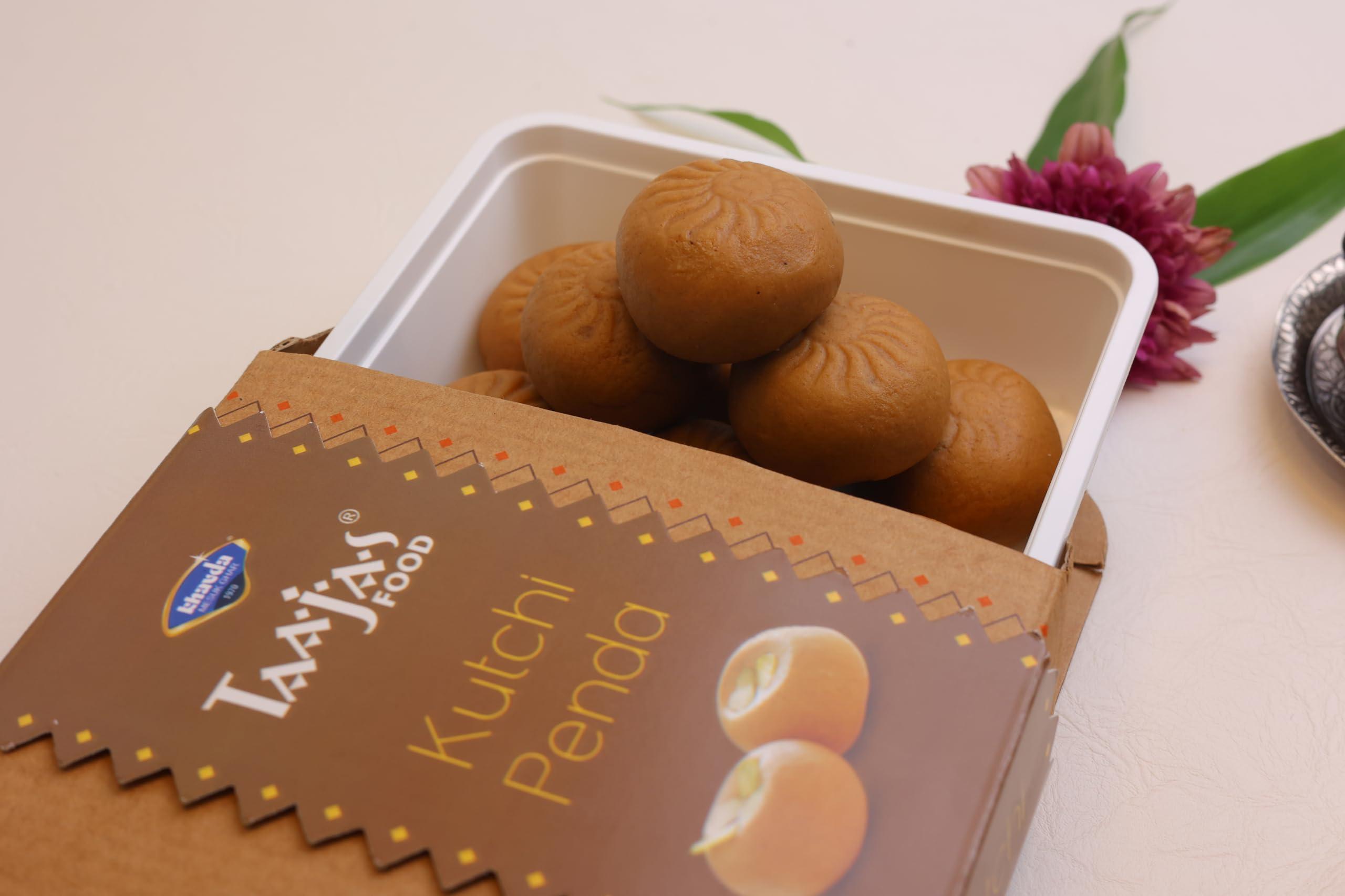 TAAJAS FOOD Taajas Food (Since 2003) Gujarati Kutchi Peda 500g Sweet | Fresh Indian Traditional Delicious Mithai | Made with Milk Solids and Cow Ghee | No Artificial Flavors & Colors | Festive Gift Pack