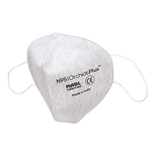 OrchidsPlus OrchidsPlus N-95 Face Mask | 3 Layer (2 Layer 100% Cotton, 1 Layer Melt Blown Filter) | Reusable | High Filtration Efficiency (Pack of 10, Grey)
