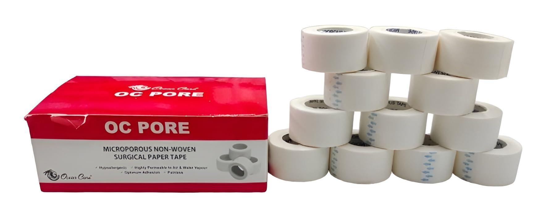 Ocean Care OC PORE Microporous Non-Woven Surgical Paper Tape | Pack of 1 | Size : (25 mm (1 inch) * 12 Rolls)