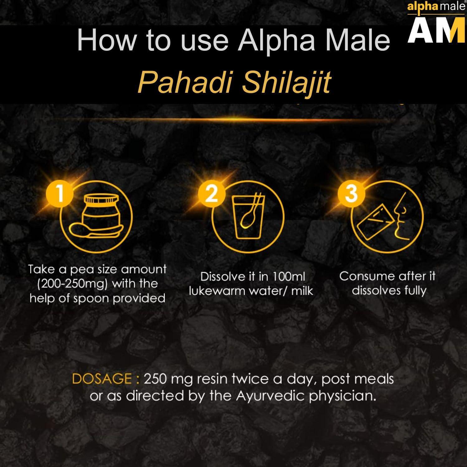 ALPHA MALE Alpha Male Natural Shilajit/Shilajeet Resin - 30 GM|Pure Pahadi Shilajeet for Men Women