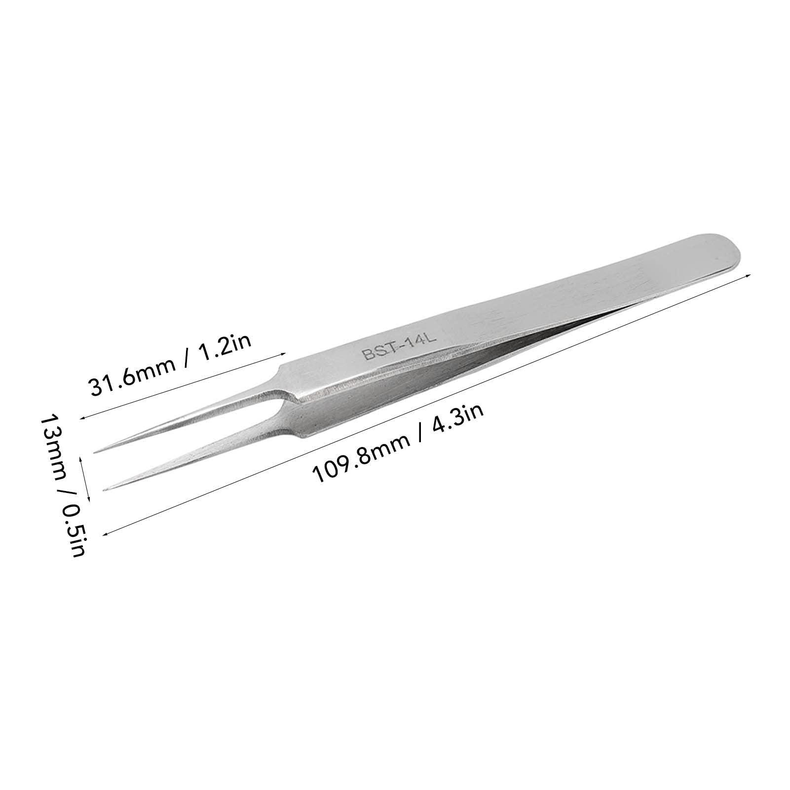 CH2-27APR23-BHN6RDMV Generic Industrial Tweezer, Stainless Steel Comfortable Touch Impact Resistant Fine Point Tweezer Anti Acid Rust Resistance High Hardness for Microelectronics (14L) |