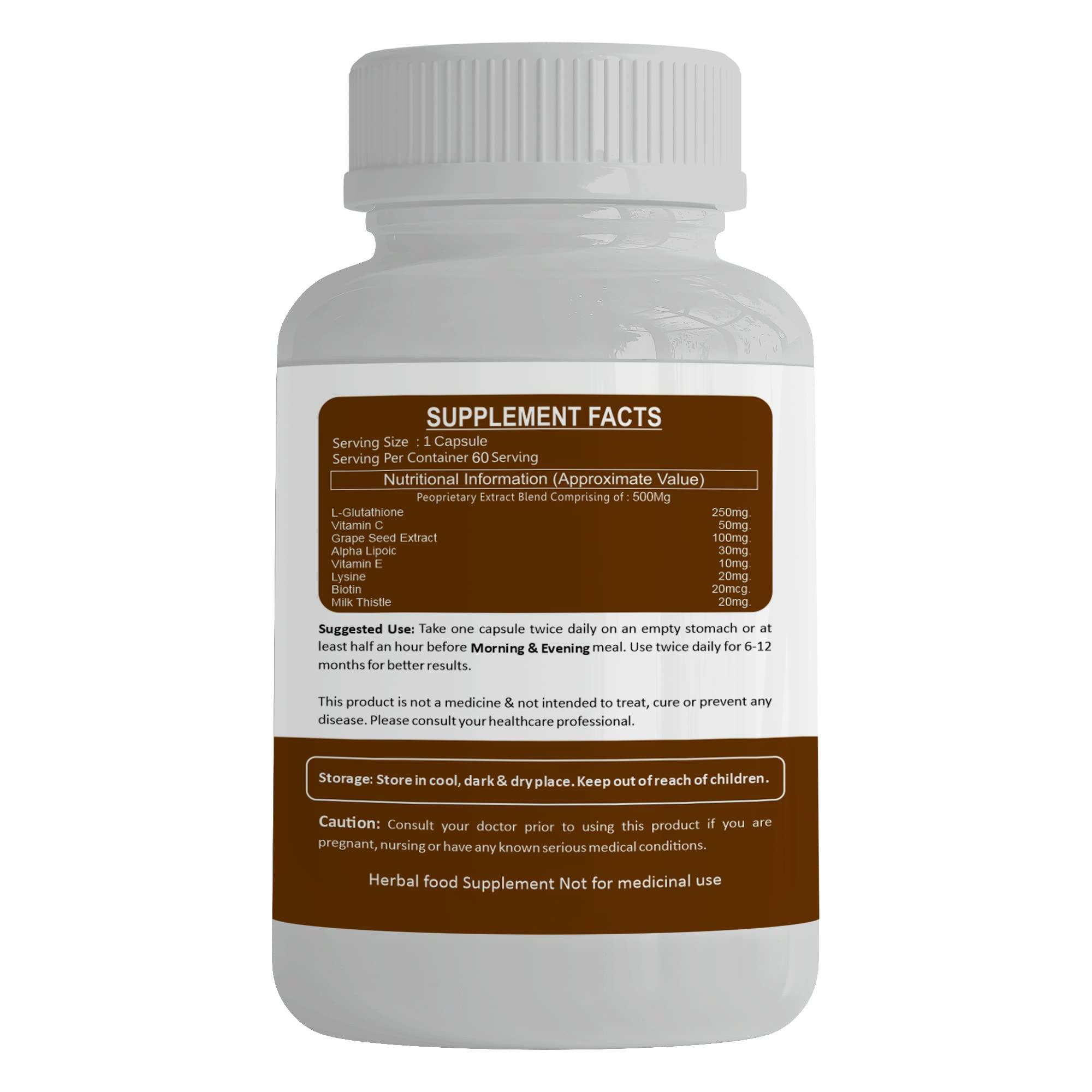 Ayoz Herbal Ayoz Herbal Glutamine Tablets for Skin Whitening - Enhance Skin Tone and Reduce Dark Spots - 60 Capsules