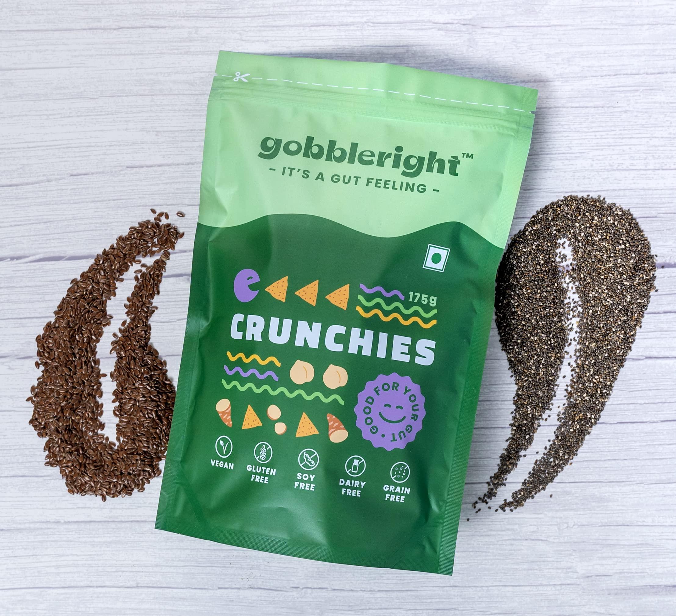 GOBBLERIGHT gobbleright Crunchies - Pack of 1/Nacho Tortilla Style Chips/Gluten Free, Vegan,Dairy free, Soya free, Grain free (80 Gm Per Pack)