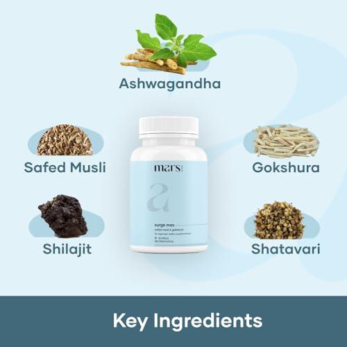 mars by GHC mars by GHC Surge Max, Anxiety Relief, 60 Capsules | Shilajit Ashwagandha, Gokshura, Safed Musli Anxiety Relief Capsules | Help Maintain Overall Health | Only For Sale In India