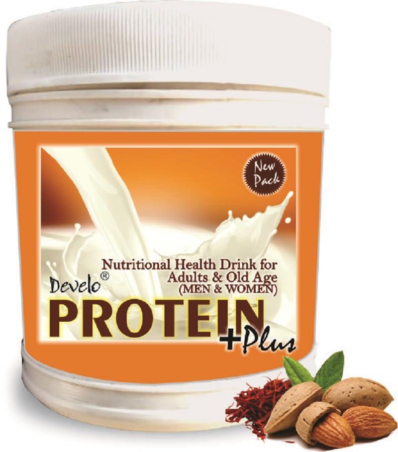 DEVELO Develo Protein Powder for Men & Women, Whey, Milk & Soy (Triple Protein)  500 g Kesar Badam