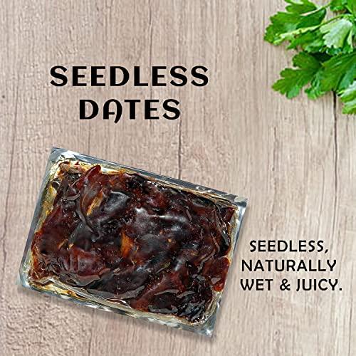 IMPERIAL IMPERIAL Black Seedless Dates, Pin Khajoor | Wet Dates Khajur/Khajoor| Black Dates| Seedless Dates | Pitted Dates|VACUUM (Pack of 2)