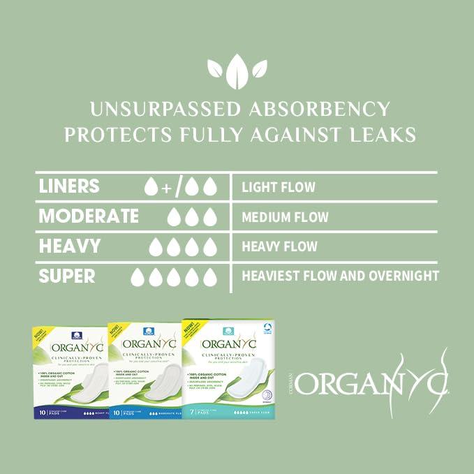 Organyc Organyc 100% Organic Cotton Pads for Bladder Leaks, Overnight, 10 Count