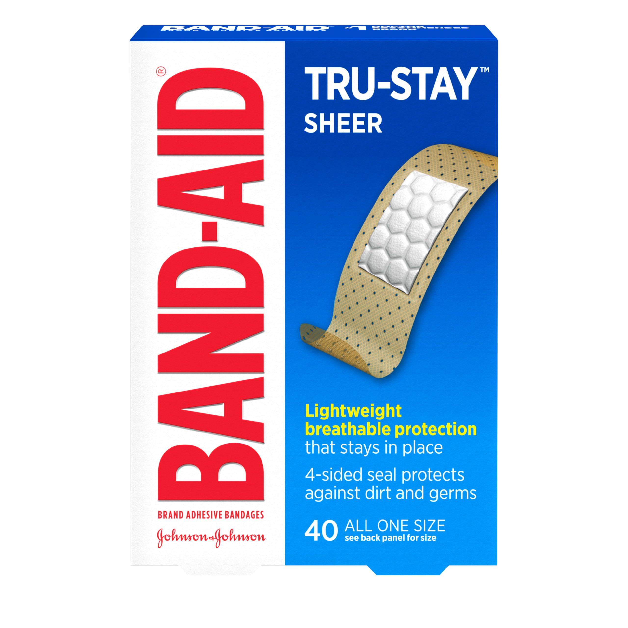Band-Aid Band-Aid Brand Tru-Stay Sheer Strips Adhesive Bandages for First Aid and Wound Care, All One Size, 40 ct