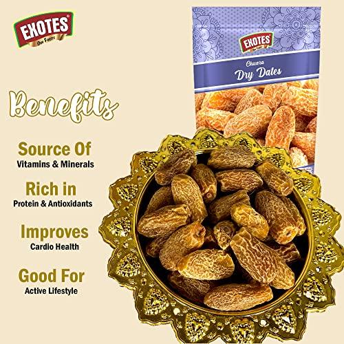 Exotes Exotes Premium Dry Fruits (Dry Yellow Dates/ Peela Chuara), 2 X 250 g