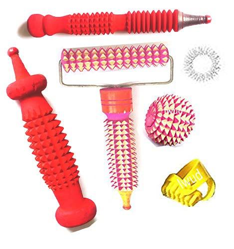 Iwud Iwud Wooden Acupuncture Tools Hand Roll -Balls, Thumb, Ring, Face Massager Combo|| accupressure tools for hand || accupressure tools || acupressure kit ||accupressure hand tools
