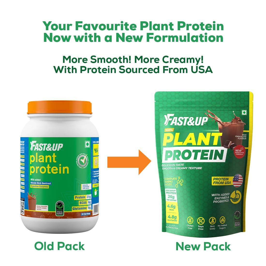 FAST&UP Fast&Up Vegan Plant Protein- Chocolate Flavor & Vitalize Mutivitamin Supplements- 20 Effervescent Tablets - Orange Flavor
