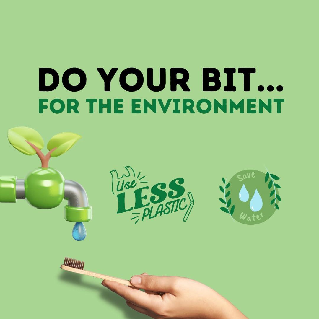 PUREXA PUREXA Bamboo Toothbrush and Tongue Scraper | Charcoal-Infused Soft Bristles | Antibacterial & Biodegradable | (4 Toothbrush & 6 Tongue Scraper)