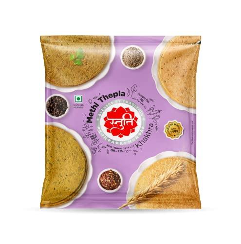 Stuti Stuti Khakhra || - 3 Flavours Combo - (Fafda, Methi Thepla, Masala) - 3 Packs X 200g Each | Pure Whole Wheat | Authentic Gujarati Snack | Traditonal Food