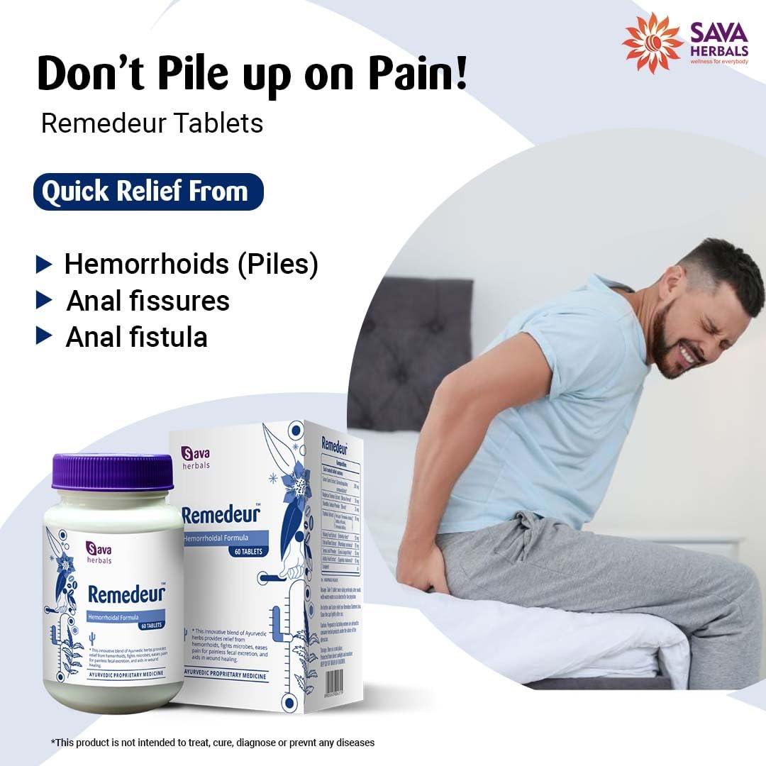 Sava Herbals Remedeur Tablets Quick Relief in Hemorrhoids (Piles), Anal Fissures & Fistula