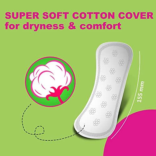 Wonderize Wonderize Ultra Thin Cotton Panty Liners - 72 Liners (Combo of 3) Size – 155mm for Daily Use Freshness and Protection (155mm (72 Count))