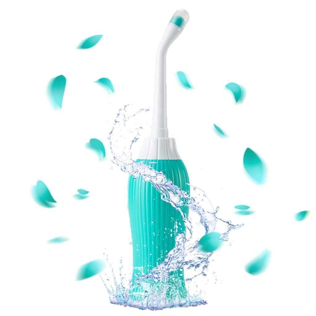 Hannea HANNEA 450ml Portable Retractable Travel Bidet with Bag/2 Nozzles for Toilet Handheld Postpartum Perineal Cleansing Childbirth Cleaner - for Outdoor,Camping,Personal Hygiene (Green)