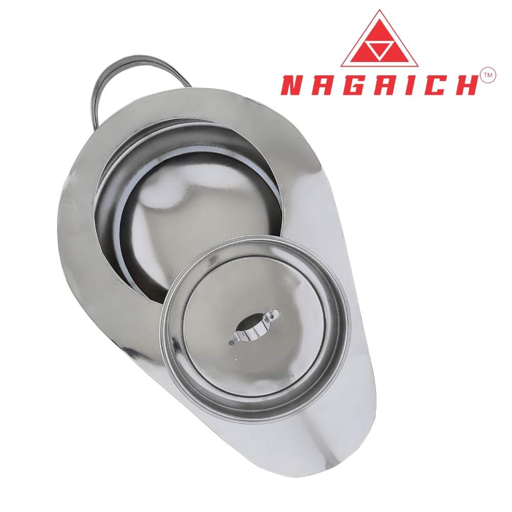 NAGAICH Nagaich Bedpans for Elderly Men, ale Bedpan Heavy Duty Smoothed Countoured for Bed-Bound Patient,Stainless Steel Bed pan for Medical Centers and Home Use stainless steel (pack of 1)