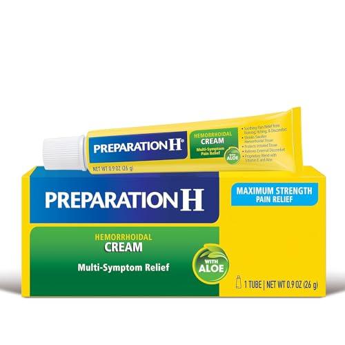Preparation H PREPARATION H Hemorrhoid Symptom Treatment Cream (0.9 Ounce Tube), Maximum Strength Multi-Symptom Pain Relief with Aloe