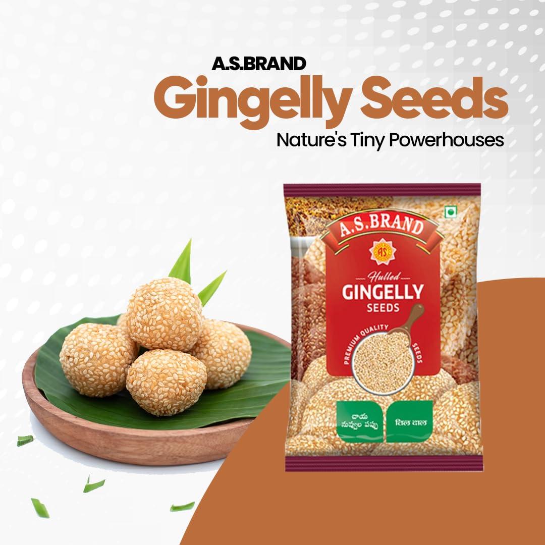 A.S. BRAND A.S. BRAND Hulled Gingelly Seeds 1 Kg (500 Gms X 2 Pieces)|Rich Taste & Aroma|A1 Grade Gingelly Seeds|White Sesame Seeds|Nuvvu Pappu|Safed Til|Ellu|Ell|Teel|Til