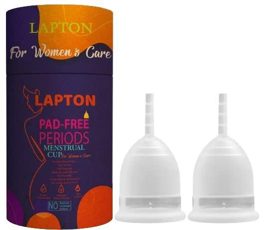 LAPTON Lapton White Color Reusable Silicone Small Size Menstrual Cup Pack of 2 (White_10 ML)(vijay-box-S_White_P2)