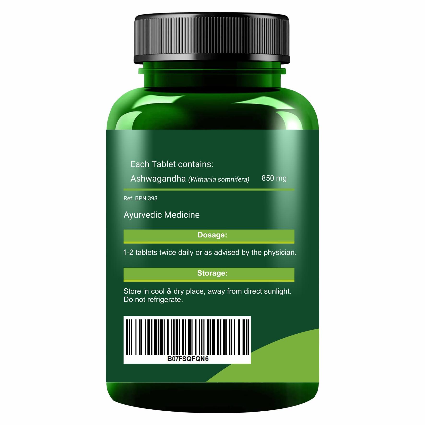 JAIN Jain Ashwagandha 850mg Tablets - Extra Energy, Stress Relief, 100% Natural, Improves Sleep, Reduces Blood Sugar |Restorative Benefits, 60\'s