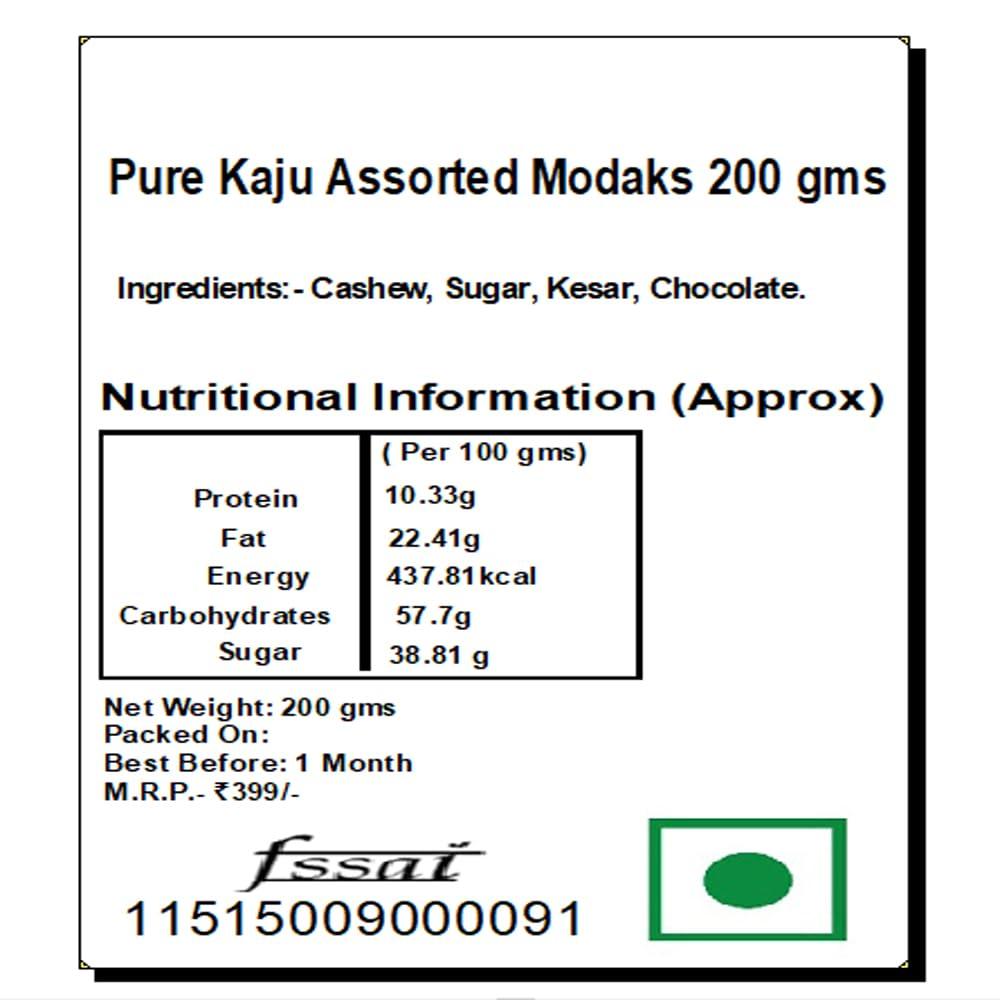 Ghasitaram Gifts Ghasitaram Gifts Pure Kaju Assorted Modaks, 200g