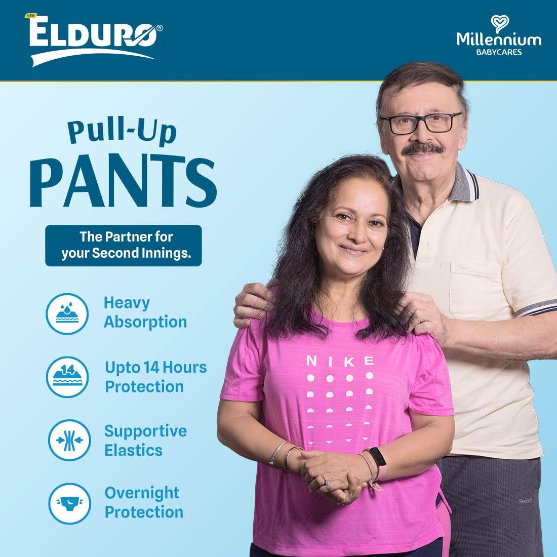 ELDURO ELDURO Adult Diapers XL Size | 96-165cm (38\"-65\") | Pant Style, Adult Diapers, Adult Diaper Pants, Adult Diapers XL Size, Unisex, Leakproof, 14hr Overnight Protection - Pack of 1 (10 counts)