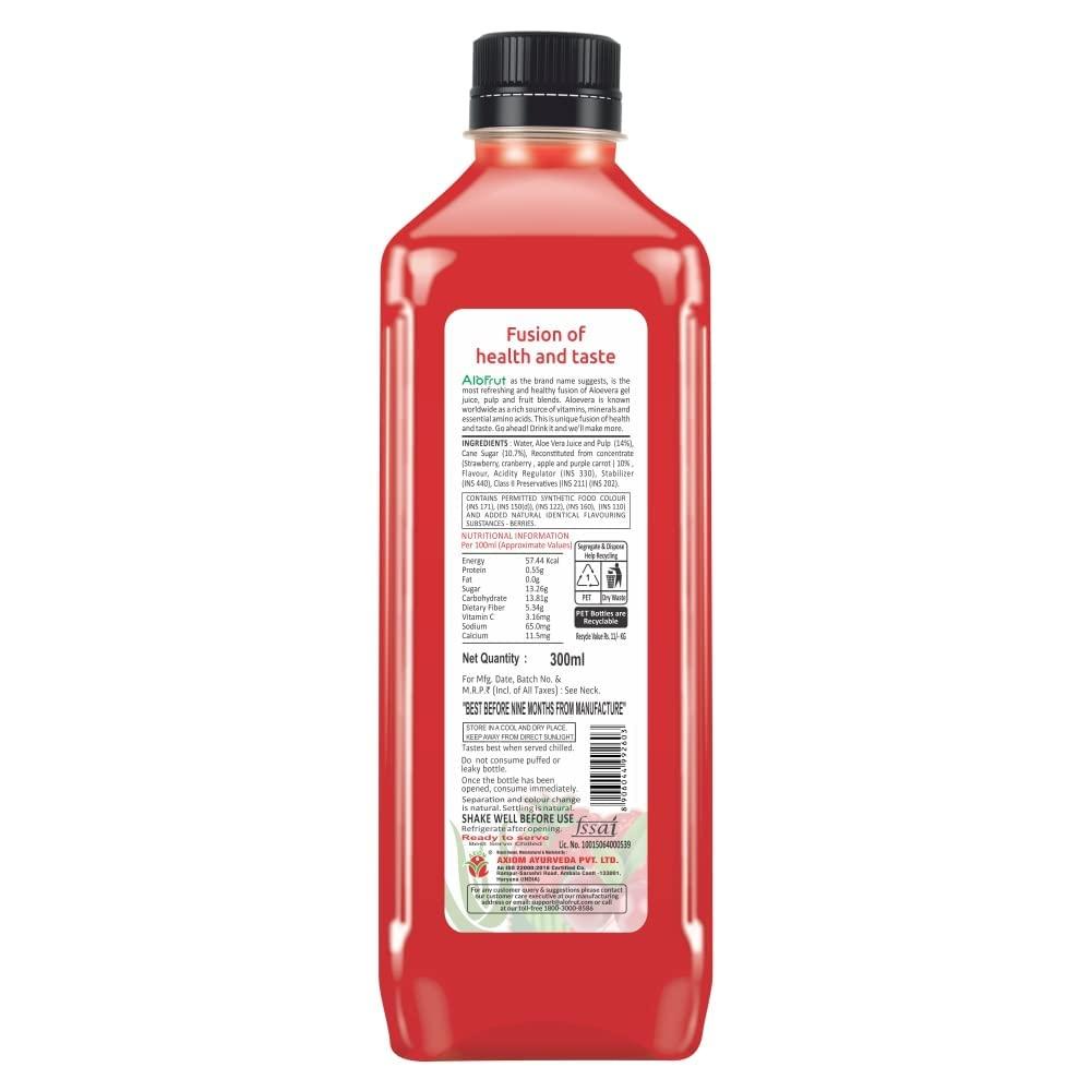 ALO FRUT Alo Frut Berries Aloevera Chunks & Juice 300ml(Pack of 24) - 1 Case | Fruit Juice Mai Aloevera Chunks| Healthy Hai Isme Aloevera Hai | Ready To Serve Drink