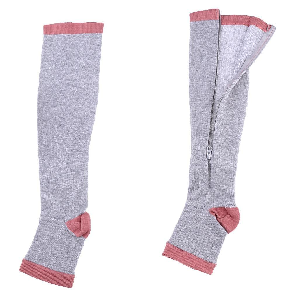 ATORSE ATORSE 1 Pair Womens Mens Compression Socks Zip Leg Support Stockings Gray Xxl