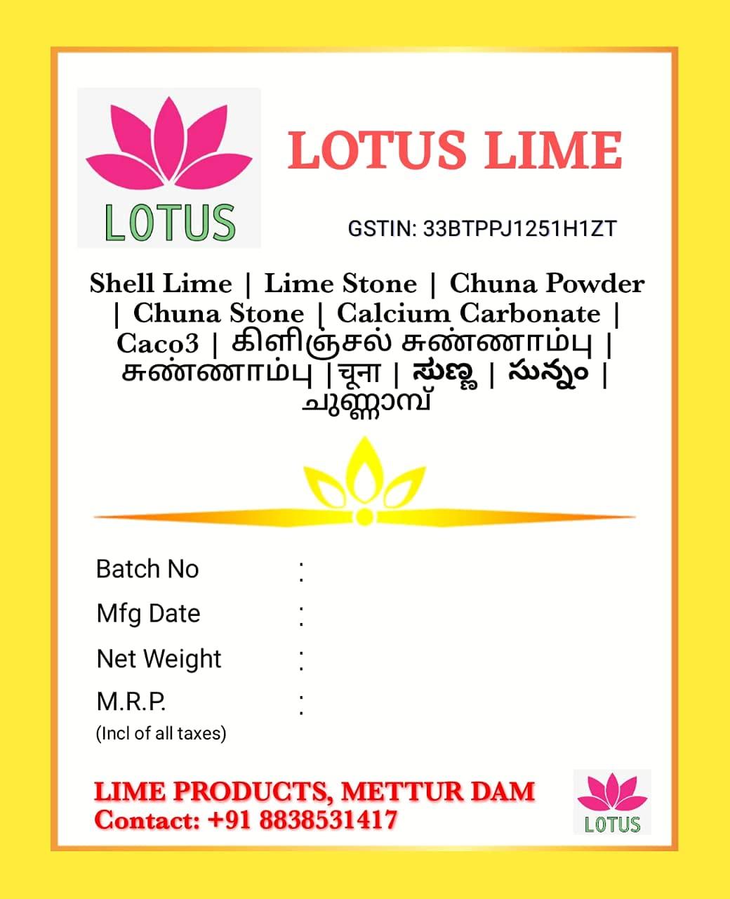 Generic Lotus Lime Kilinjal Sunnambu - Shell Lime - 900 gm - Baked Shell Lime - Whitewash Powder - Chunnambu - Sunnambu (900)