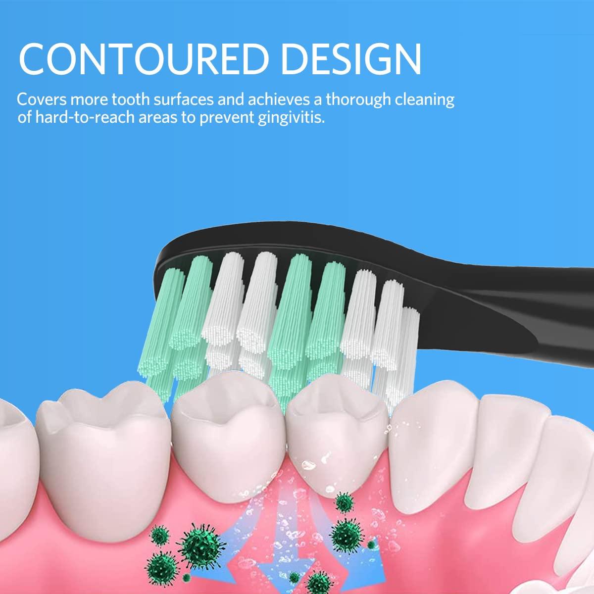 Senyum Senyum Electric Toothbrush Replacement Heads Compatible with Fairywill Toothbrush, 10 Pack Black